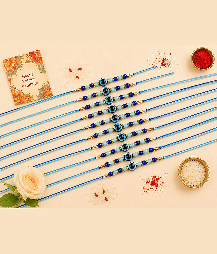 THRIFTKART Fancy 10 Rakhi Gift Set ( Pack of 10 , Blue ) - Bangles & Bracelets | Buy online on ZillyBuy