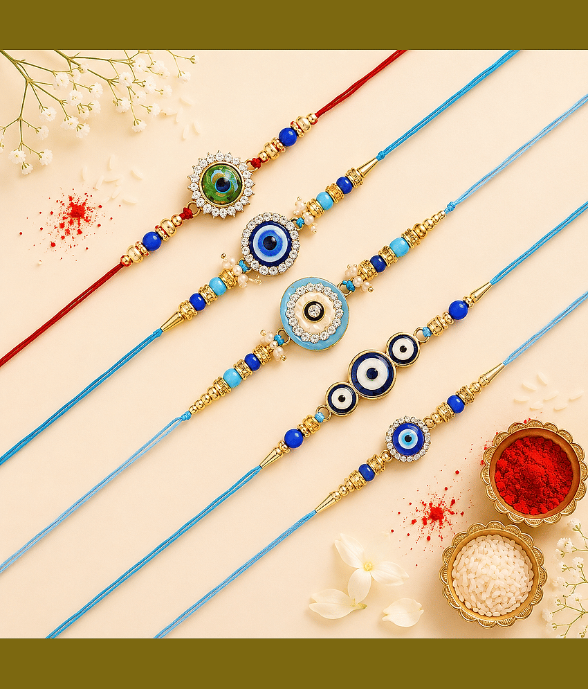 THRIFTKART Handmade 5 Rakhi Gift Set ( Pack of 5 , Multicolour ) - Bangles & Bracelets | Buy online on ZillyBuy