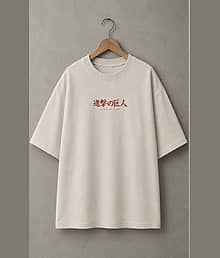 RONRYU. Men Cotton Blend Oversized Fit Printed T-Shirt ( Off-White )