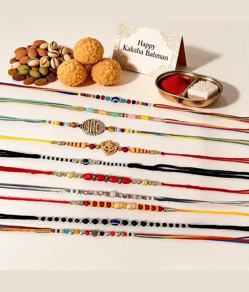 Fashion Frill Multicolor Rakhi for Brother (Pack Of 10) - Bangles & Bracelets | Buy online on ZillyBuy