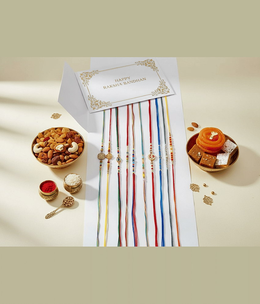 Fashion Frill Multicolor Rakhi for Brother (Pack Of 10) - Bangles & Bracelets | Buy online on ZillyBuy