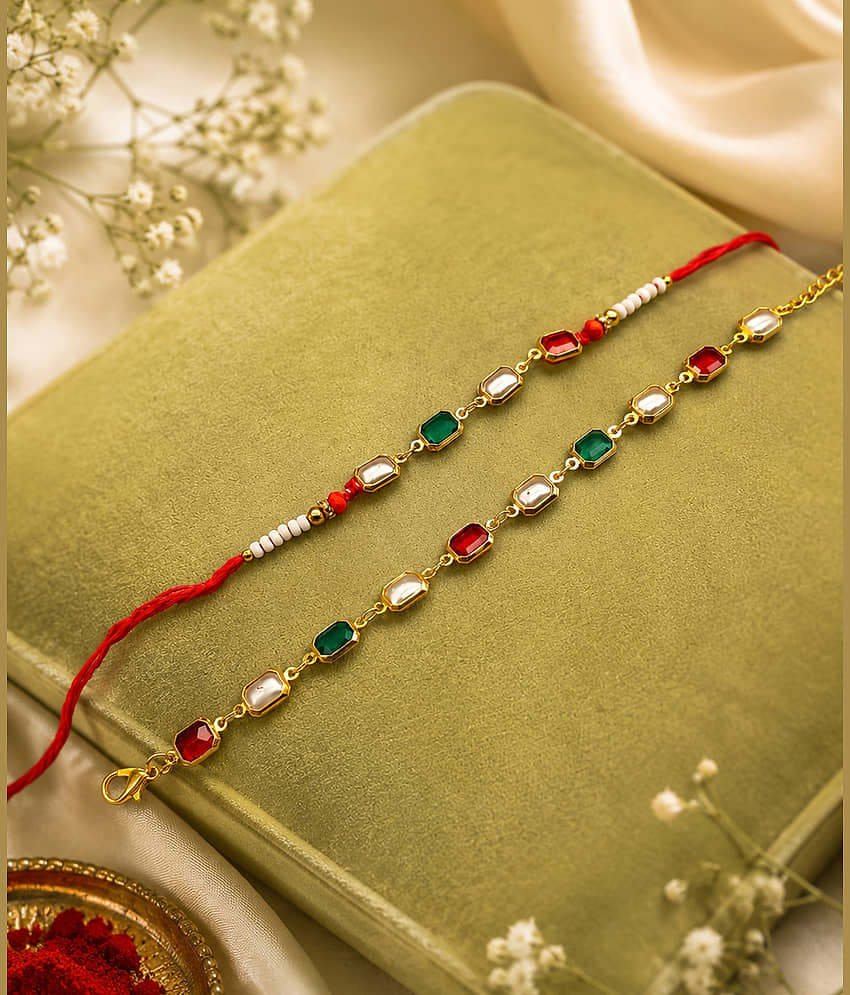 shankhraj mall Fancy 1 Bhaiya Bhabhi Rakhi ( Pack of 2 , Multicolour ) - Bangles & Bracelets | Buy online on ZillyBuy