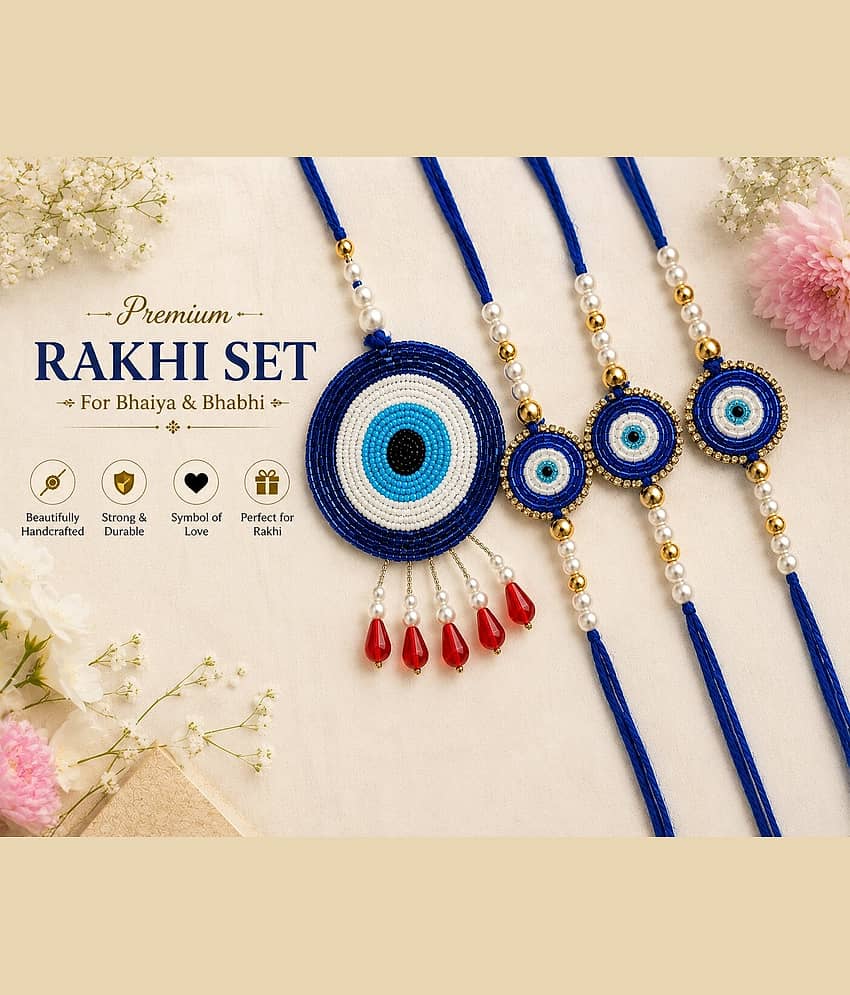 Cherry Tree Handmade 1 Bhaiya Bhabhi Rakhi ( Pack of 4 , Multicolour ) - Bangles & Bracelets | Buy online on ZillyBuy