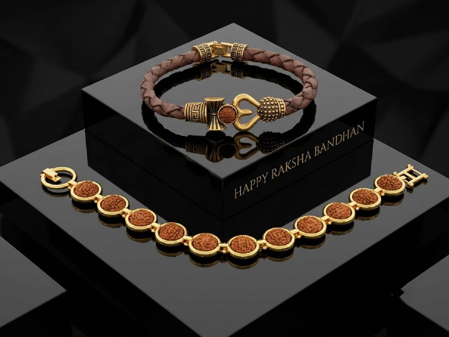SONI DESIGNS Religious 2 Bracelet Rakhi ( Pack of 2 , Gold ) - Bangles & Bracelets | Buy online on ZillyBuy