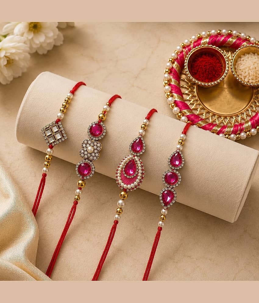Cherry Tree Handmade 1 Bhaiya Bhabhi Rakhi ( Pack of 4 , Multicolour ) - Bangles & Bracelets | Buy online on ZillyBuy
