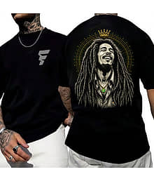 5IND FIT Men Cotton Oversized Fit Printed T-Shirt ( Black )