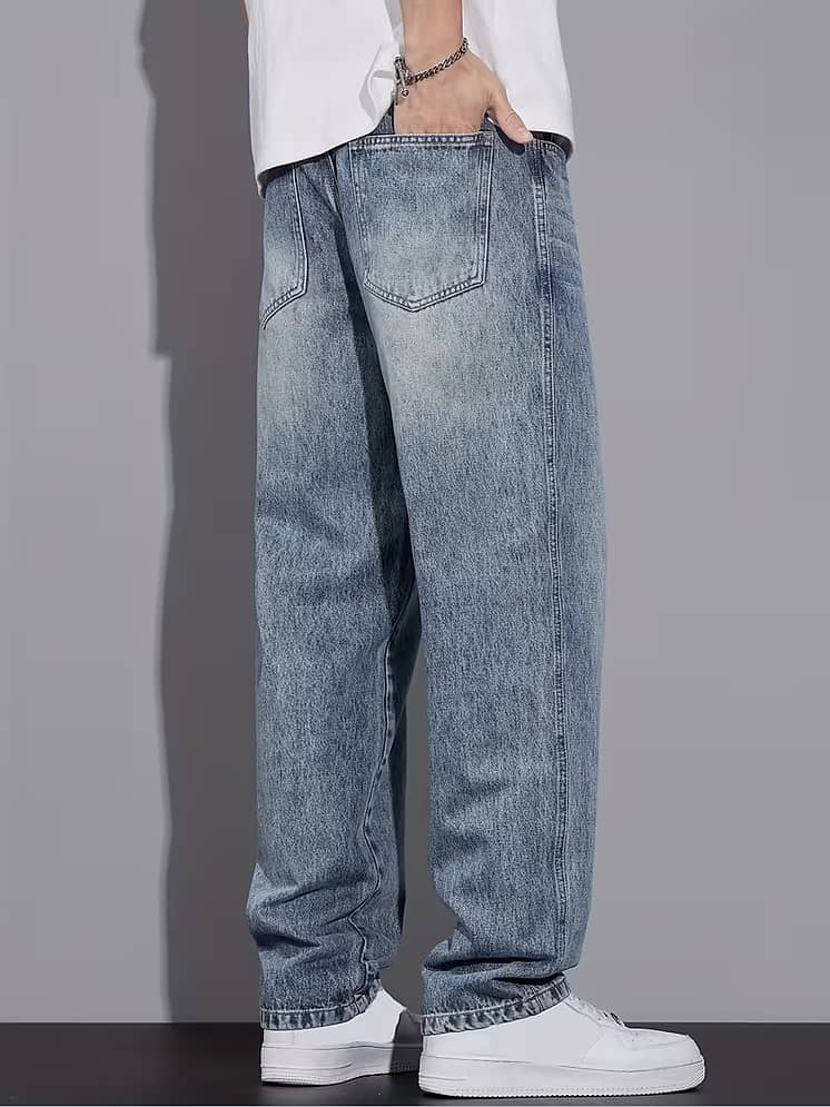 Buy Stylefabs Relaxed Acid Wash Men's Jeans ( Light Blue ) - Price - Image 2
