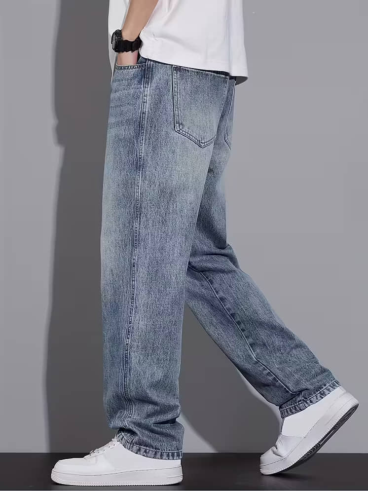 Buy Stylefabs Relaxed Acid Wash Men's Jeans ( Light Blue ) - Price - Image 3