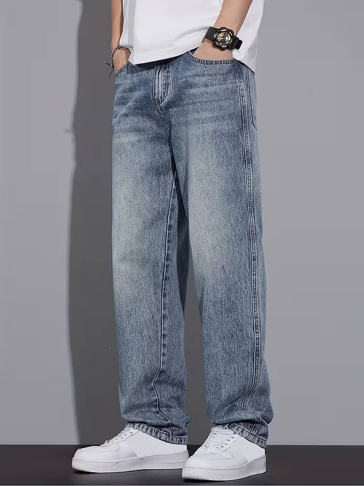 Buy Stylefabs Relaxed Acid Wash Men's Jeans ( Light Blue ) - Price - Image 4