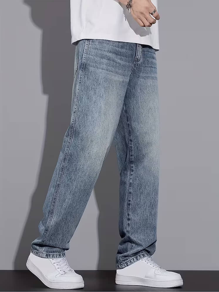 Buy Stylefabs Relaxed Acid Wash Men's Jeans ( Light Blue ) - Price - Image 5